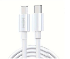 Philips 1.25m USB-C to USB-C Charge Cable Connector for iPhone 16/15 Plus/Pro/Pro max, iPad Pro, for Samusng S24 S23 S22, ZTE and for Google Pixel Synchronize and Charging Cable (DLC4576C)