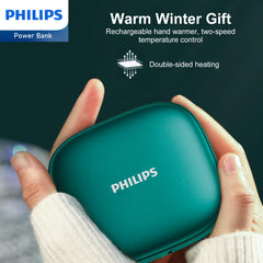 Philips Rechargeable Hand Warmer Ultra-Lightweight 2-Stage Temperature Control/4-Hour Continuous Heat Generation Electronic Hand Warmer 2-in-1 Mobile Battery 5200 mAh Electric Hand Warmer USB Itiro Portable Convenient USB Green DLP2136VG