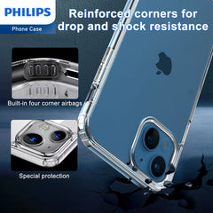 Philips Case for iPhone 15, Anti-Scratch Ultra Crystal Clear Back Case, Hard PC Back & Soft TPU, Non-Yellowing Full Bumper Protective Protection Phone Cover Case 【Anti-Slip】【Dustproof】【Shockproof】DLK6116T