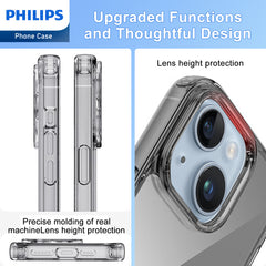 Philips Case for iPhone 15, Anti-Scratch Ultra Crystal Clear Back Case, Hard PC Back & Soft TPU, Non-Yellowing Full Bumper Protective Protection Phone Cover Case 【Anti-Slip】【Dustproof】【Shockproof】DLK6116T