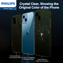 Philips Case for iPhone 15, Anti-Scratch Ultra Crystal Clear Back Case, Hard PC Back & Soft TPU, Non-Yellowing Full Bumper Protective Protection Phone Cover Case 【Anti-Slip】【Dustproof】【Shockproof】DLK6116T