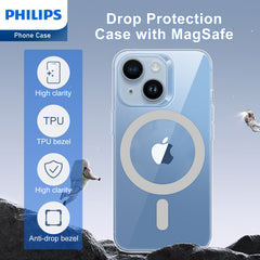 Philips Magnetic Case for iPhone 15, Anti-Scratch Ultra Crystal Clear Back Case with MagSafe, Shockproof Hard PC Back & Soft TPU, Non-Yellowing Full Bumper Protective Protection Phone Cover Case DLK6116TS
