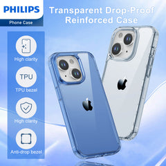 Philips Case for iPhone 15 Plus, Anti-Scratch Ultra Crystal Clear Back Case, Hard PC Back & Soft TPU, Non-Yellowing Full Bumper Protective Protection Phone Cover Case 【Anti-Slip】【Dustproof】【Shockproof】DLK6117T