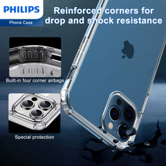 Philips Case for iPhone 15 Pro, Anti-Scratch Ultra Crystal Clear Back Case, Hard PC Back & Soft TPU, Non-Yellowing Full Bumper Protective Protection Phone Cover Case 【Anti-Slip】【Dustproof】【Shockproof】DLK6118T