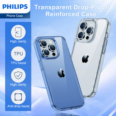 Philips Case for iPhone 15 Pro Max, Anti-Scratch Ultra Crystal Clear Back Case, Hard PC Back & Soft TPU, Non-Yellowing Full Bumper Protective Protection Phone Cover Case 【Anti-Slip】【Dustproof】【Shockproof】DLK6119T