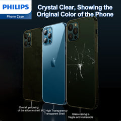 Philips Case for iPhone 15 Pro Max, Anti-Scratch Ultra Crystal Clear Back Case, Hard PC Back & Soft TPU, Non-Yellowing Full Bumper Protective Protection Phone Cover Case 【Anti-Slip】【Dustproof】【Shockproof】DLK6119T