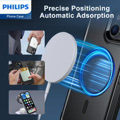 Philips iPhone 15 Pro Max Armor Magnetic Case with MagSafe, Bumper Shell with Lanyards, Heavy Duty Dual-Layer Shockproof Drop Protection Phone Case for Men Women【Anti-Slip】【Dustproof】【Shockproof】- Black DLK6123B