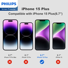 Philips HD Ceramic Screen Protector Film for iPhone 15 Plus, TPU Flexible Clear Explosion-proof Nano Coated Filter【Anti-Oil】【Anti-Shatter】【Anti-Fingerprint】【Full Coverage】【Hardness 9H】 DLK7108