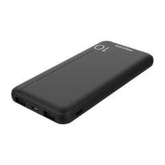 Philips 10000mAh PD Power Bank 5V/3A with Dual USB A and USB-C Input Ports, Portable Charger Battery Pack Fast Charging Universal Power Bank Black DLP1810CB/00