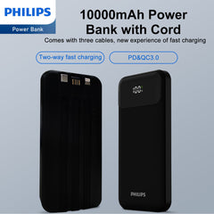 Philips 10000mAh PowerBank With Three Charging Cables DLP1912CB