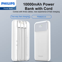 Philips 10000mAh PowerBank With Three Charging Cables DLP1912CW