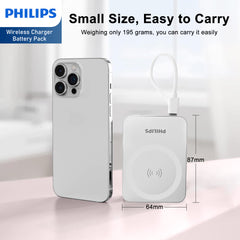 Philips 10000mAh MagSafe Wireless Charging Power Bank White DLP2717QA