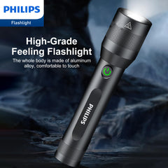 Philips Rechargeable LED Flashlights High Lumens, Adjustable Focus, 1000 Lumens Bright Powerful Handheld Flash Light, 5 Modes Flash Lights for Camping, Emergency, Hiking, Black SFL3601R