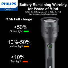 Philips Rechargeable LED Flashlights High Lumens, 1000 Lumens Bright Powerful Tactical Handheld Flash Light, 5 Modes IPX5 Waterproof Flash Lights for Camping, Emergency, Hiking, Black SFL3602R