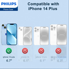 Philips for iPhone 14 Plus Case Clear, Supports Magnetic Wireless Charging, Non-Yellowing Shockproof Phone Bumper Cover【100 Times Drop Test】【Compatible with MagSafe】 DLK6108T