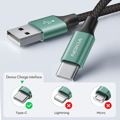 Nokia Pro Cable P8200A (Green) - USB-A to USB-C
