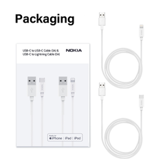 Nokia Essential Charging Cable E8101 Combo (1m) - MFI Lightning & Type-C
