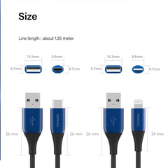 Nokia Pro Cable P8201 Combo (Blue) - MFI Lightning & Type-C