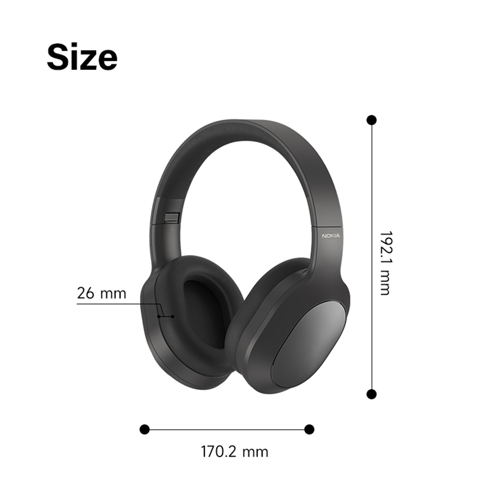 Nokia Essential Wireless Headphones E1200 ANC Black Active Noise C bluenationtech