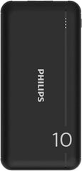 Philips 10000mAh Power Bank 5V/2.1A with Dual USB A and USB-C Input Ports, Portable Charger Battery Pack Fast Charging Universal Power Bank Black DLP1810NB/62