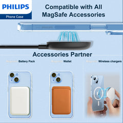 Philips for iPhone 14 Case Clear, Supports Magnetic Wireless Charging, Non-Yellowing Shockproof Phone Bumper Cover【100 Times Drop Test】【Compatible with MagSafe】 DLK6106T