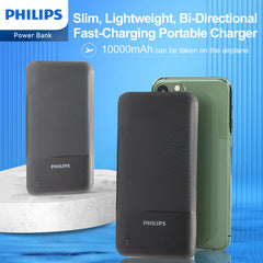 Philips Mobile Battery Power Bank 10,000mAh High capacity Lightweight 2 USB ports for simultaneous charging of 2 devices Phone charger iPhone iPad Android Various compatible DLP1811