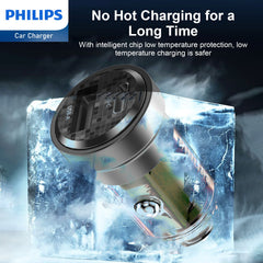 Philips Ultra Fast Car Charger with USB-A to Lightning Cable (DLP2522V)
