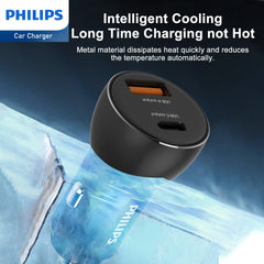 Philips QC+PD Car Charger with USB-C to Lightning Cable (DLP2521L)